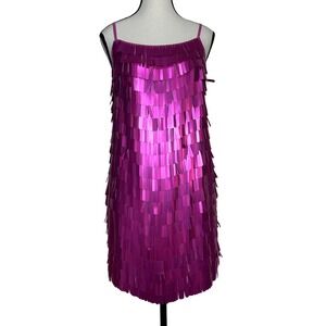 Nasty Gal Hot Pink Sequin Flapper Mini Slip Dress Size 6 Party Glam Barbie Spark